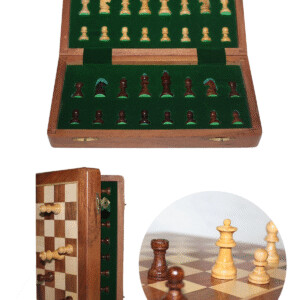 Mıknatıs Taşlı Ahşap Katlanabilir Kutulu Satranç Oyunu 30 Cm G614